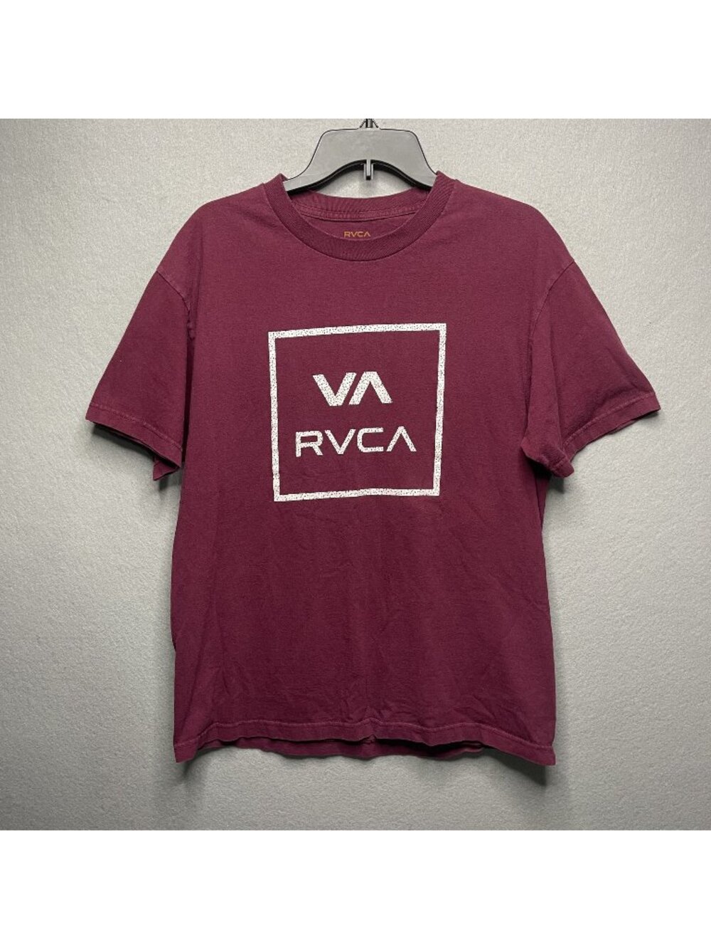 RVCA Mens Burgundy Graphic Logo Short Sleeve T-Shirt L Skate Surf